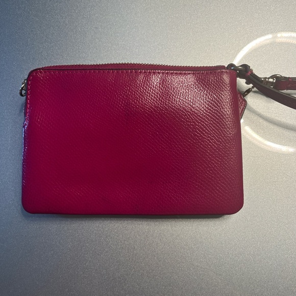 Coach Fuchsia Leather Wristlet with Bow Accent - Picture 3 of 4